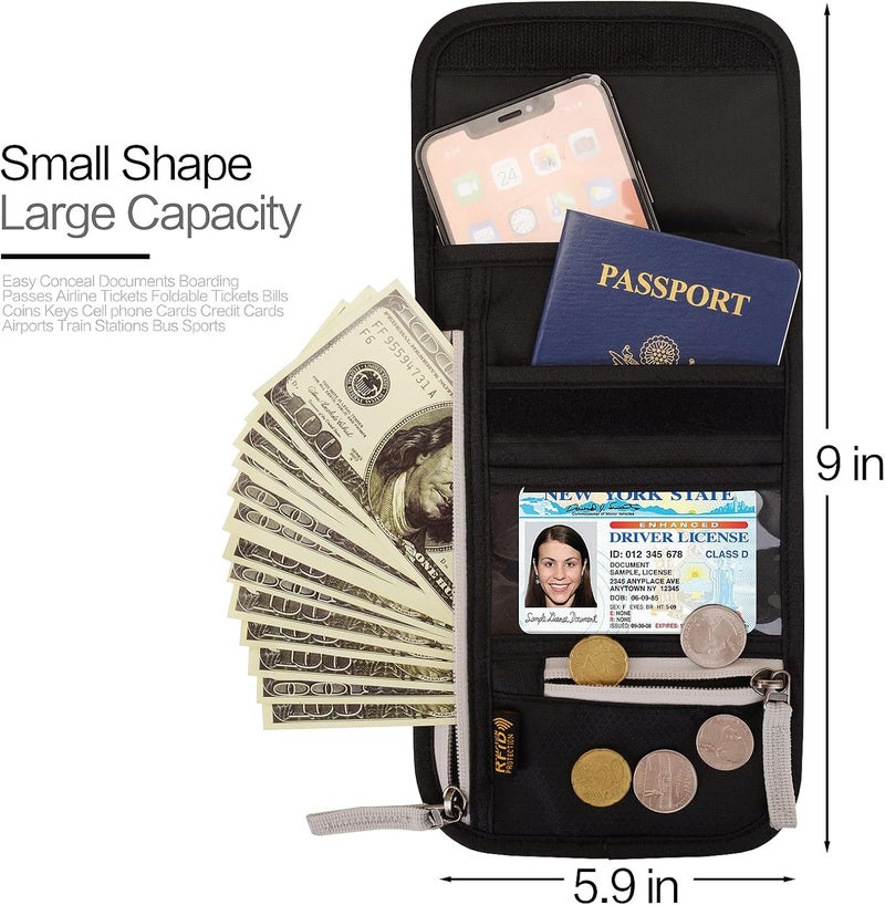Arouselove Neck Wallet Lightweight RFID Blocking Waterproof Travel Pouch for Women Men - Image 2